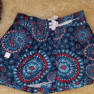Girls navy and red swim shorts